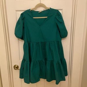 A.N.A Teal Bubble Sleeve Dress in SIZE Medium *WORN ONCE*